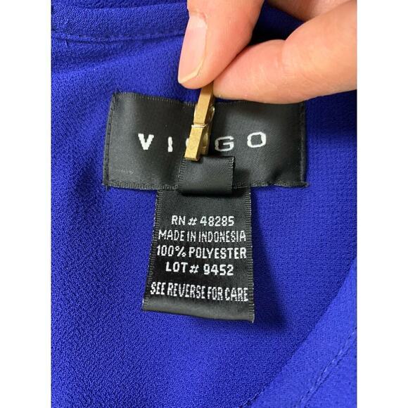 Virgo Blue Sheath Dress w Sheer Overlay, Floral  Embroidery & Sequins - Size 12 - Picture 8 of 10